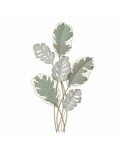 Décoration murale DKD Home Decor Métal Blanc Vert Moderne Feuille d'une plante (57 x 5,7 x 103 cm)