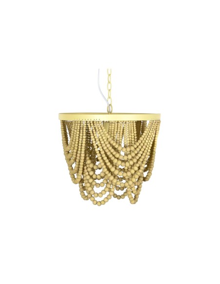 Suspension DKD Home Decor Métal Marron Jaune 50 W Bois MDF (35 x 35 x 95 cm)