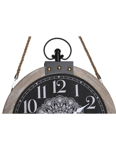 Horloge de table DKD Home Decor 40 x 6,5 x 46 cm Noir Blanc Fer Mandala Bois MDF (2 Unités)