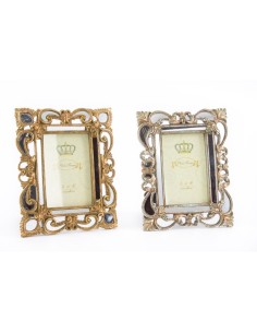 Cadre photo DKD Home Decor 19 x 2 x 25 cm Argenté Doré Résine Shabby Chic (2 Unités)
