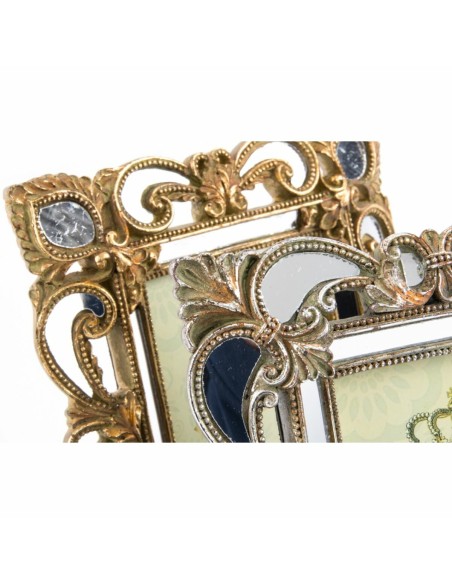 Cadre photo DKD Home Decor 19 x 2 x 25 cm Argenté Doré Résine Shabby Chic (2 Unités)
