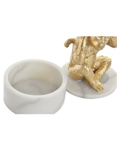 Figurine Décorative DKD Home Decor Blanc Doré Tropical Singes 10,5 x 10,5 x 18,5 cm (3 Pièces) 2