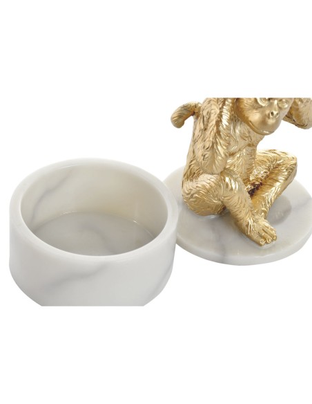 Figurine Décorative DKD Home Decor Blanc Doré Tropical Singes 10,5 x 10,5 x 18,5 cm (3 Pièces)