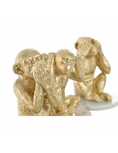 Figurine Décorative DKD Home Decor Blanc Doré Tropical Singes 10,5 x 10,5 x 18,5 cm (3 Pièces)