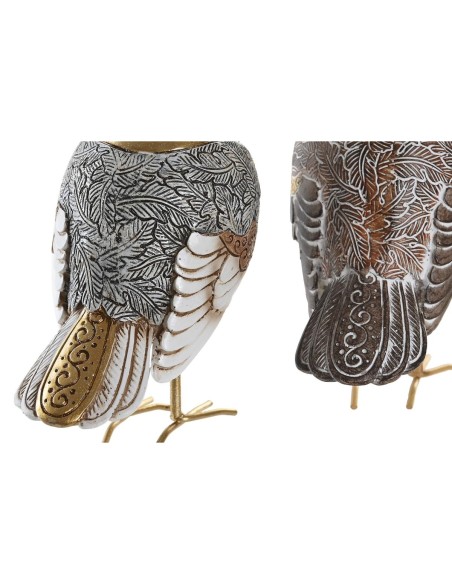 Figurine Décorative DKD Home Decor Beige Blanc Résine Oiseau Moderne (12,5 x 7 x 16 cm) (2 Unités)