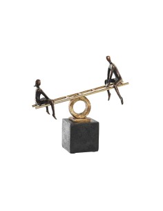 Figurine Décorative DKD Home Decor Noir Doré Métal Résine Personnes Moderne (27 x 9 x 27,5 cm)
