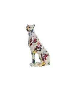 Figurine Décorative DKD Home Decor Blanc Multicouleur Léopard Moderne 16 x 8 x 25 cm