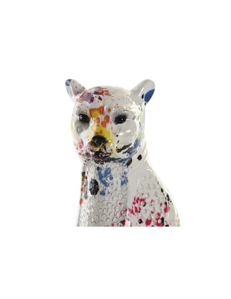 Figurine Décorative DKD Home Decor Blanc Multicouleur Léopard Moderne 16 x 8 x 25 cm