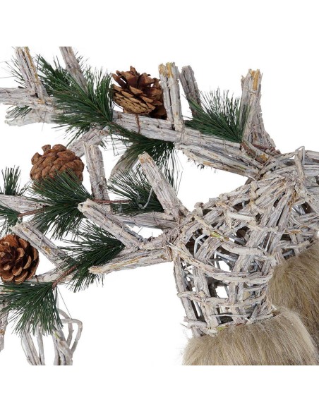 Décorations de Noël DKD Home Decor Renne Blanc Marron osier 58 x 30 x 30 cm (3 Pièces)