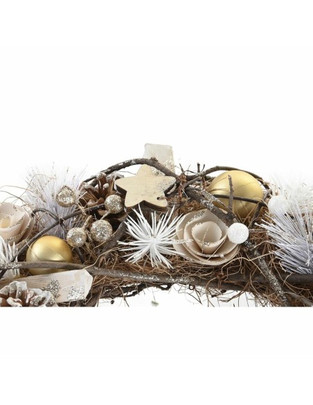 Couronne de Noël DKD Home Decor Naturel Doré Marron Ananas (34 x 34 x 8 cm)