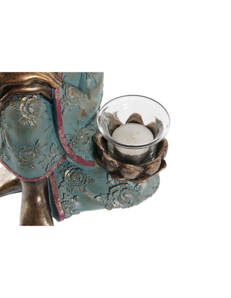 Figurine Décorative DKD Home Decor 17 x 14,5 x 23,7 cm Doré Buda Vert Oriental (2 Unités)