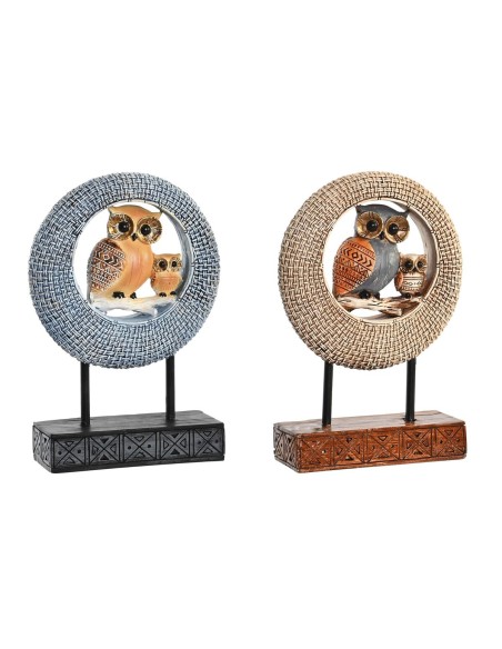 Figurine Décorative DKD Home Decor 16,5 x 6 x 25,5 cm Beige Hibou Bleu Boho (2 Unités)