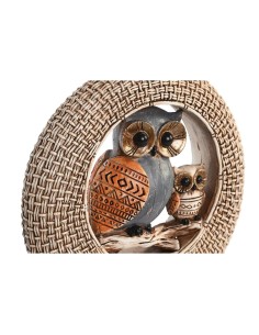 Figurine Décorative DKD Home Decor 16,5 x 6 x 25,5 cm Beige Hibou Bleu Boho (2 Unités) 2