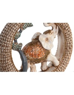 Figurine Décorative DKD Home Decor 19,5 x 6,3 x 25,5 cm Eléphant Beige Bleu Colonial (2 Unités) 2