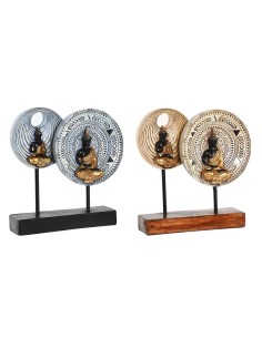 Figurine Décorative DKD Home Decor 25 x 6,7 x 25,6 cm Beige Bleu Buda Oriental (2 Unités)
