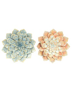 Décoration murale DKD Home Decor 61 x 8 x 61 cm Fleur Bleu Orange Shabby Chic (2 Unités)