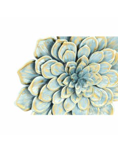Décoration murale DKD Home Decor 61 x 8 x 61 cm Fleur Bleu Orange Shabby Chic (2 Unités) 2