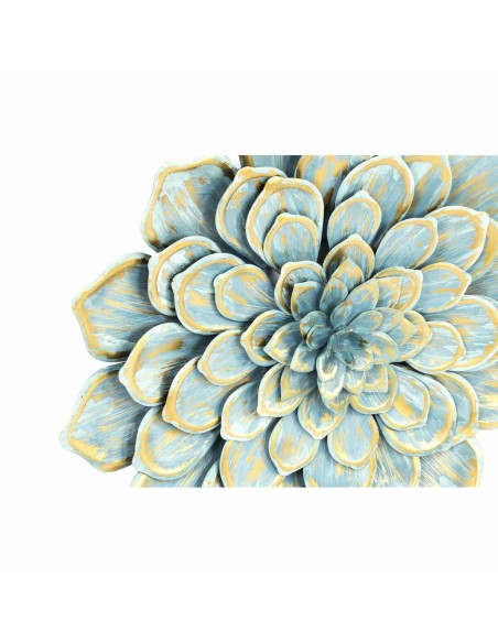 Décoration murale DKD Home Decor 61 x 8 x 61 cm Fleur Bleu Orange Shabby Chic (2 Unités)