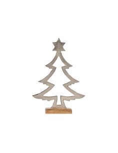 Sapin de Noël silhouette 4,6 x 39 x 27 cm Argenté Métal Bois