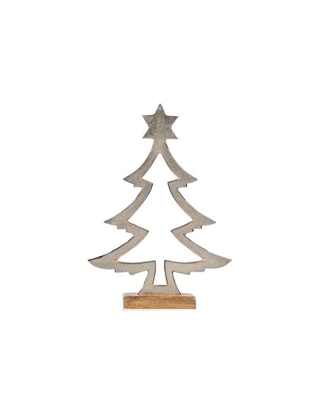 Sapin de Noël silhouette 4,6 x 39 x 27 cm Argenté Métal Bois