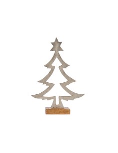 Sapin de Noël silhouette 5 x 29 x 20,5 cm Argenté Bois