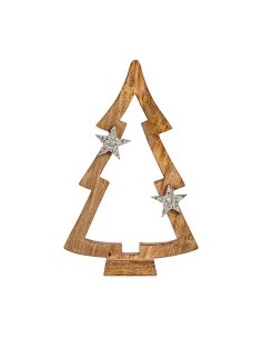 Sapin de Noël Marron silhouette 7 x 50 x 32 cm Argenté Bois