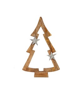Sapin de Noël Marron silhouette 7,5 x 58,5 x 37 cm Argenté Bois