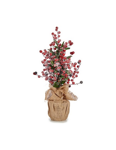 Sapin de Noël Enneigé Baies Marron Rouge Plastique 24 x 51 x 24 cm