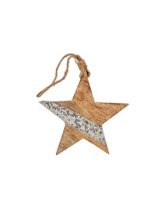 Décorations de Noël Étoile 17 x 2,5 x 34 cm Argenté Bois