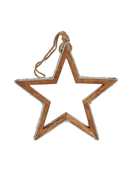 Décorations de Noël Étoile Paillettes silhouette 23 x 2,5 x 40 cm Argenté Bois