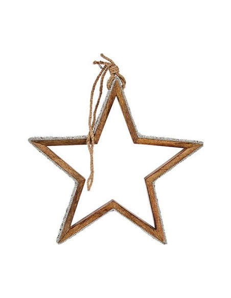 Décorations de Noël Étoile Paillettes silhouette 28,5 x 6 x 56 cm Argenté Bois