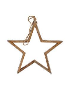 Décorations de Noël Étoile Paillettes silhouette 31 x 5,5 x 60 cm Argenté Bois
