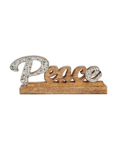 Figurine Décorative Peace Paillettes 6 x 13 x 31 cm Argenté Bois