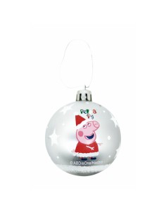 Boule de Noël Peppa Pig Cosy corner Argenté 10 Unités Plastique (Ø 6 cm)