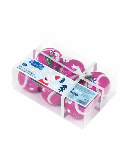 Boule de Noël Peppa Pig Cosy corner Fuchsia 6 Unités Plastique (Ø 8 cm)