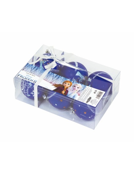 Boule de Noël Frozen Memories 6 Unités Bleu Blanc Plastique (Ø 8 cm)