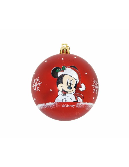 Boule de Noël Mickey Mouse Happy smiles 10 Unités Rouge Plastique (Ø 6 cm)