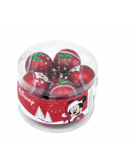 Boule de Noël Mickey Mouse Happy smiles 10 Unités Rouge Plastique (Ø 6 cm)