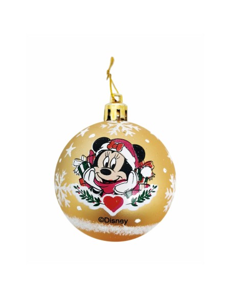 Boule de Noël Minnie Mouse Lucky Doré 10 Unités Plastique (Ø 6 cm)