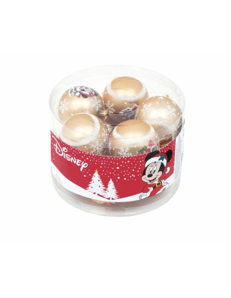 Boule de Noël Minnie Mouse Lucky Doré 10 Unités Plastique (Ø 6 cm)