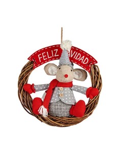 Décorations de Noël Krist+ FG03-RG1124B-R Blanc Rouge Gris Crème Souris 33 x 12 x 33 cm