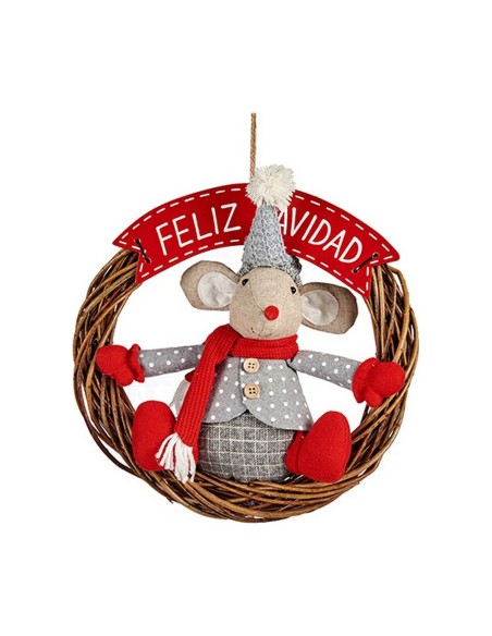 Décorations de Noël Krist+ FG03-RG1124B-R Blanc Rouge Gris Crème Souris 33 x 12 x 33 cm