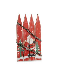Panneau Père Noël Clôture 34,7 x 4 x 60 cm Rouge Blanc Vert Plastique Bois MDF