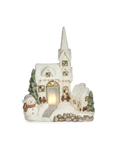 Figurine Décorative Noël Lumière LED Maison 18 x 54 x 42 cm Blanc Polyrésine