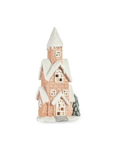 Figurine Décorative Maison Noël Lumière LED Musique Rose Blanc Vert Beige Magnésium 25 x 52 x 15 cm