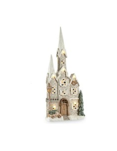 Figurine Décorative Maison Noël Lumière LED Musique Gris Blanc Marron Vert Magnésium 20 x 125 x 55 cm