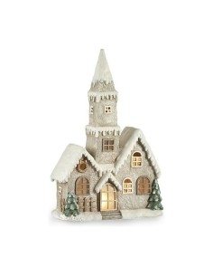 Figurine Décorative Maison Noël Lumière LED Musique Gris Blanc Marron Vert Magnésium 21 x 77 x 48 cm