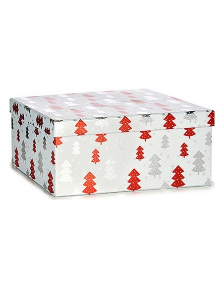 Set de boîtes décoratives Sapin de Noël Noël Rouge Argenté Blanc Carton
