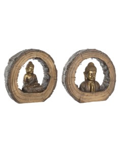 Figurine Décorative DKD Home Decor 40 x 13 x 40 cm Doré Marron Buda Oriental (2 Unités)