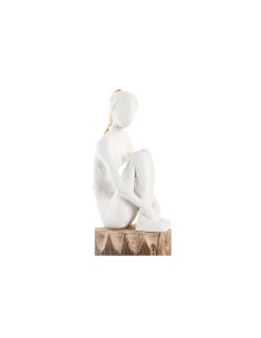 Figurine Décorative DKD Home Decor Femme Marron Blanc (2 Unités) 2